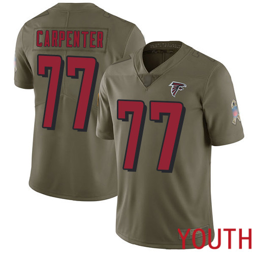 Atlanta Falcons Limited Olive Youth James Carpenter Jersey NFL Football #77 2017 Salute to Service->youth nfl jersey->Youth Jersey